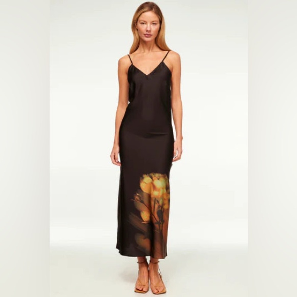 Misa Los Angeles Zia Dress- in Yellow Rose Satin